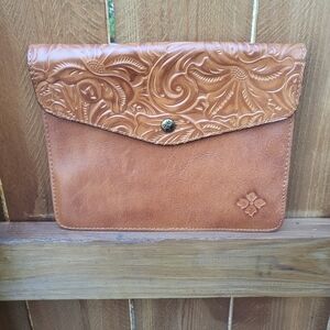 Patricia Nash Embossed Leather Clutch Bag Messenger Style